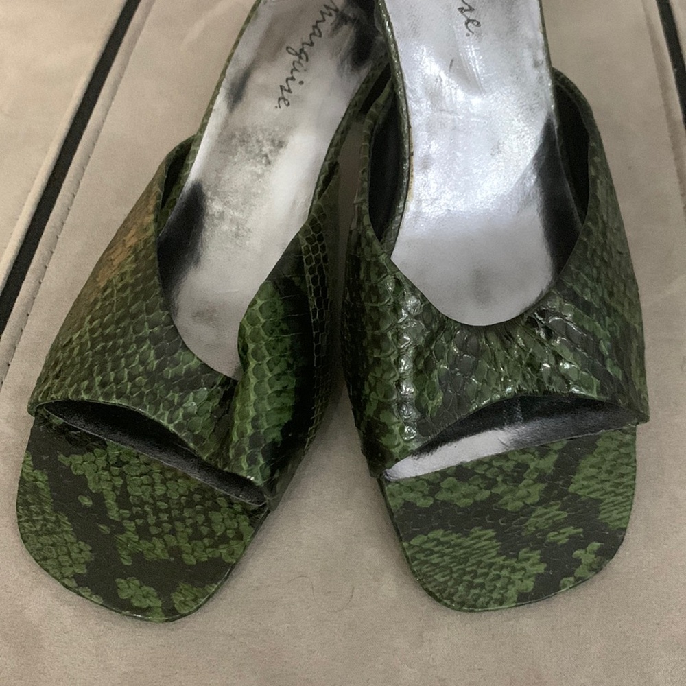 Leather Snakeskin Heeled Sandals Size 10